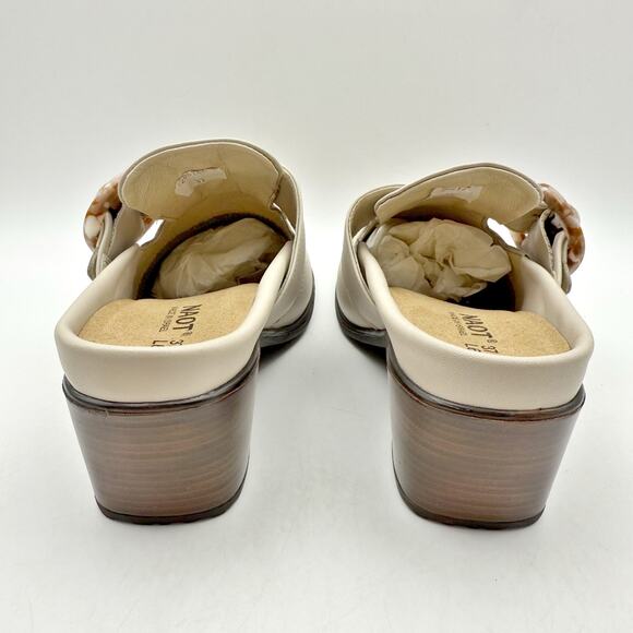 Naot Womens Choice Clogs EU 37 US 6 Ivory Beige Leather Buckle Heel NWOB - Picture 10 of 13